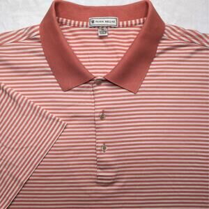 Peter Millar Vintage Mens Performance Golf Polo Shirt - XL Pink White Stripe